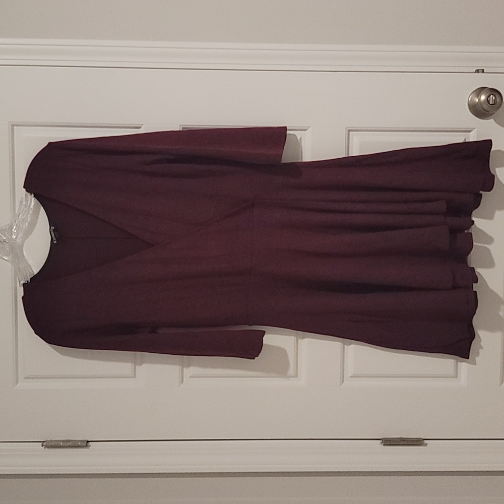 Express Fit and Flare Faux Wrap Marled Dress